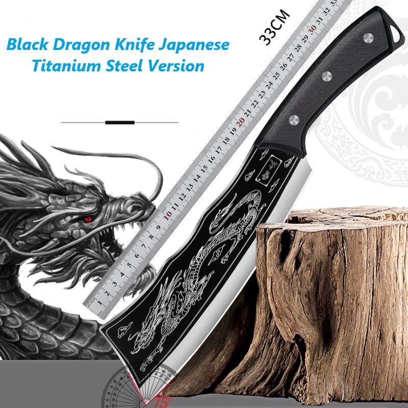 Black Dragon Knife Japanese Titanium Steel Version(With free knife pouch)