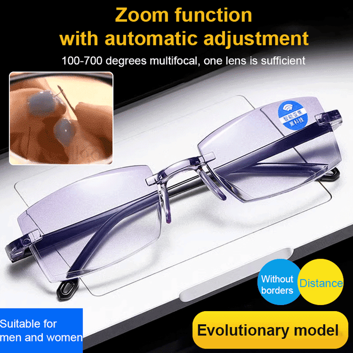 Auto-Focus Eyeglasses with Adjustable Eyebrow Frame and Blue Light Blocking for Presbyopia