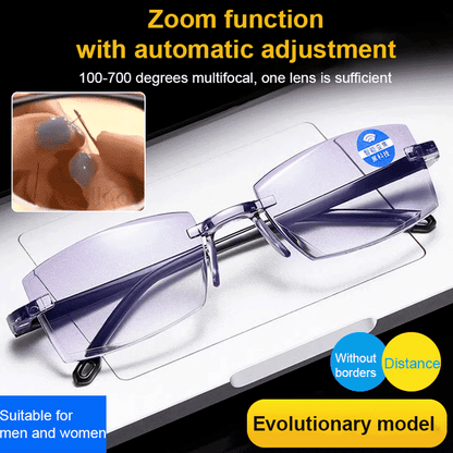Auto-Focus Eyeglasses with Adjustable Eyebrow Frame and Blue Light Blocking for Presbyopia