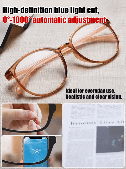 Ultra-lightweight anti-blue light integrated reading glasses(0°-1000° Automatic Adjustment)